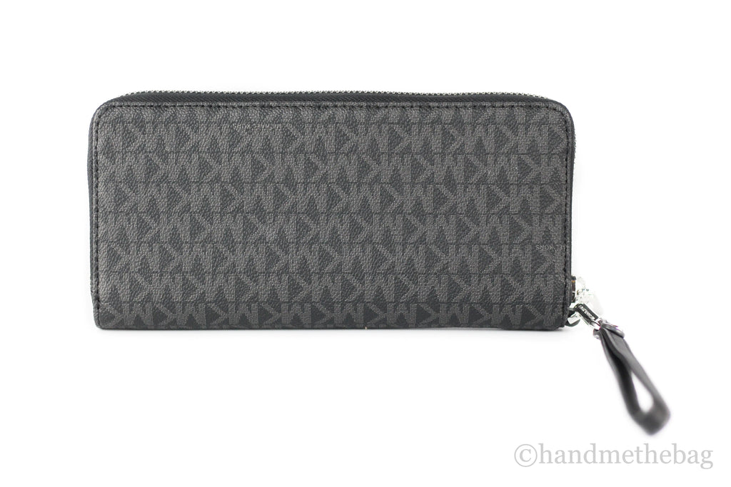 Michael Kors Jet Set Large Black Signature Continental Travel Wristlet Wallet